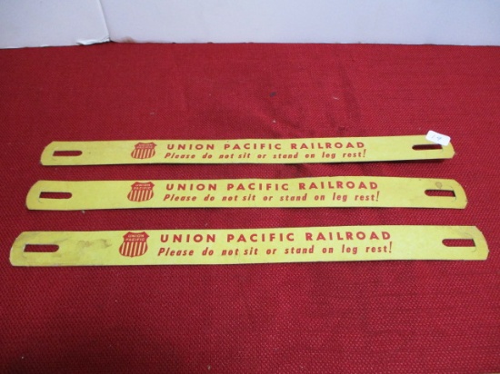 Union Pacific R.R. "Do Not Sit Or Stand On Leg Rest" Cardstock Signs-Lot of 3