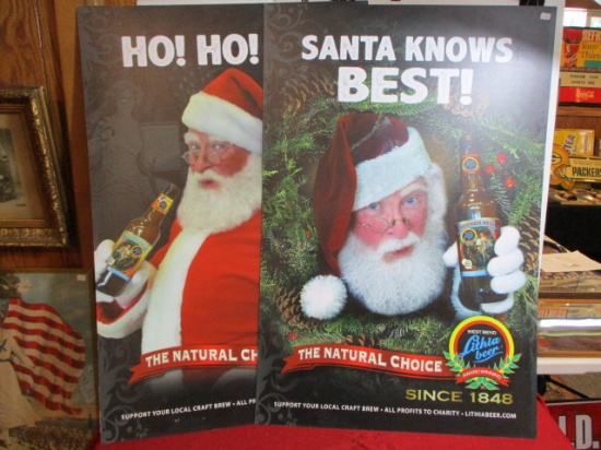 Lithia Beer/Santa Claus Advertising on Plastic-Lot of 2