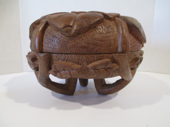 Interesting Carved Lidded Bowl from Malawi