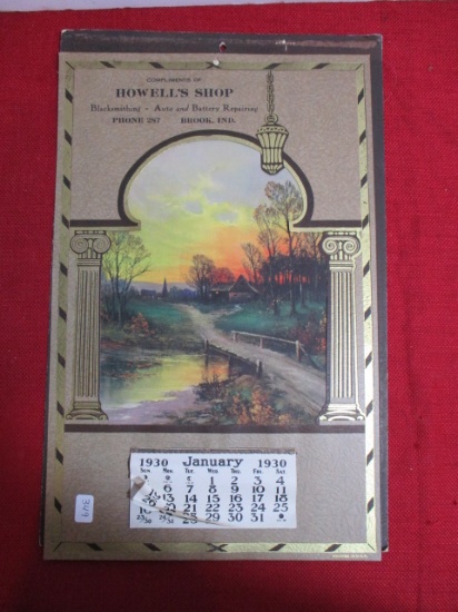 Howell's Shop-Blacksmithing/Auto and Battery Repair 1930 Calendar