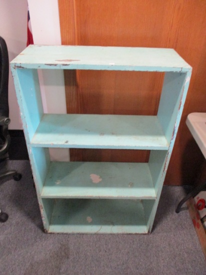 4 Shelf "Chippy" Aquamarine Painted Book Shelf