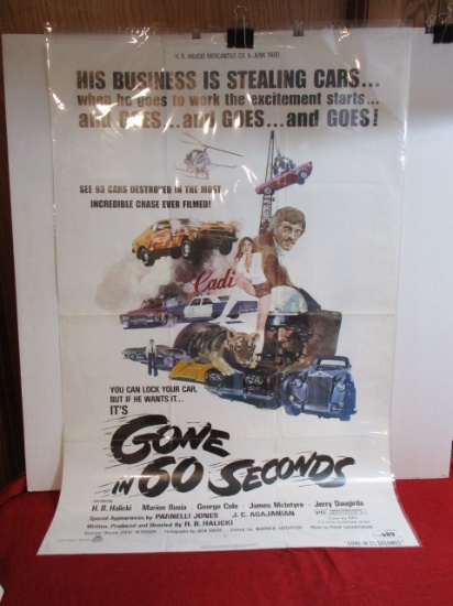 1974 HBH Productions "Gone in 60 Seconds" Movie Poster