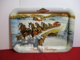 Budweiser Clydesdale Seasons Greeting Advertising Tray