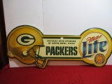Green Bay Packers/Miller Lite Super Bowl XXXV Tin Advertising Sign