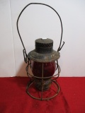 Adlake Illinois Central R.R. Signal Lantern w/ Red Etched Globe