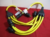 Pair of 3-Way Pigtail Extension Cord Splitters