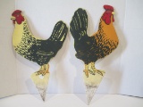 Pair of Die Cut Garden Roosters