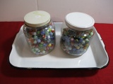 Two Large Jars of Vintage Marbles