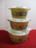 Pyrex 3-Piece Graduated Homestead Pattern Casserole Dish Set