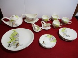 Hand Painted Red Wing Montmartre Pattern 4 Place Dish Set