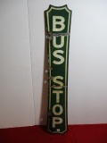 Original Two-Sided Vertical Porcelain Bus Stop Sign