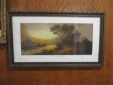 Framed Chalk Art of a Cottage on the Water