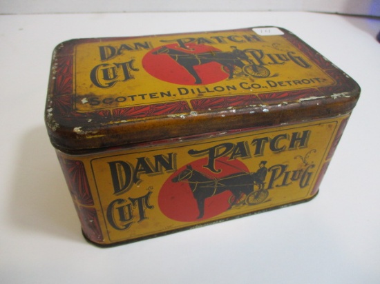 Vintage Dan Patch Cut Plug Tobacco Advertising Tin (Scotten, Dillon Co., Detroit)