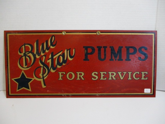 Blue Star Pumps "For Service" Metal Advertising Sign