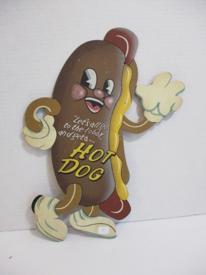 Marked "Orpheum June 3 1959" Hot Dog Metal Advertising Sign