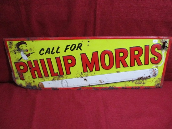 Phillip Morris Early Embossed Tin Tacker Advertising Sign