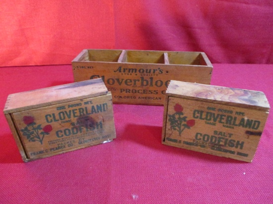 Clover Related Wooden Container-Lot of 3