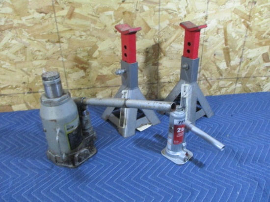 Hydraulic Jacks & Pair of Jack Stands