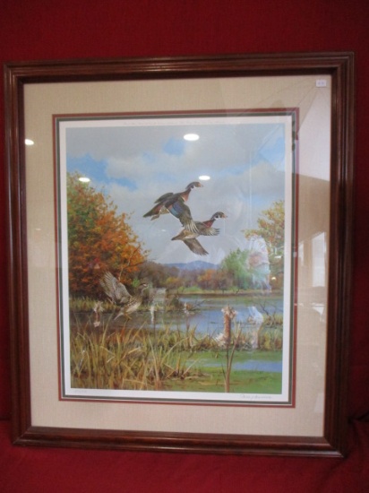 Owen Gromme 1987 "Trio of Wood Ducks" Artist Signed Framed Print