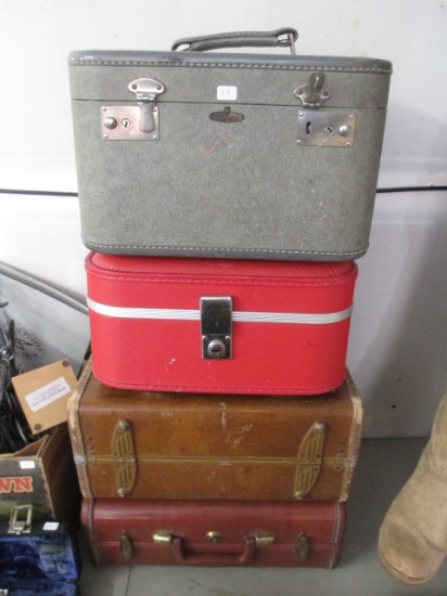 Vintage Luggage/Train Cases-Lot of 4