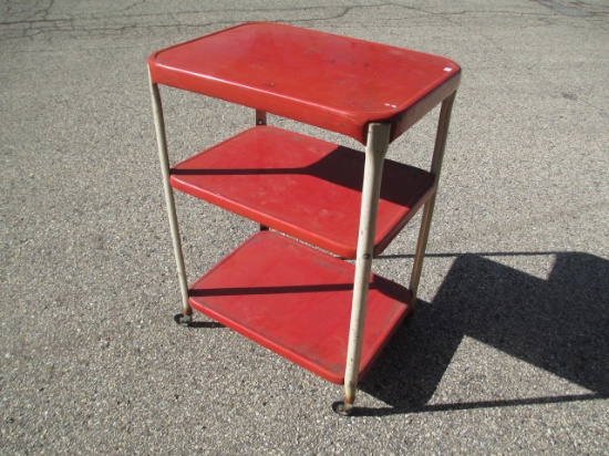 Mid-Century Rolling Enamel Kitchen Cart