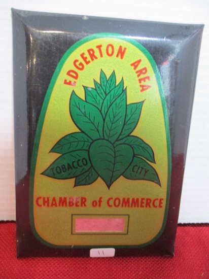 *Local Item-Edgerton (Tobacco City) Tin over Cardboard Advertising