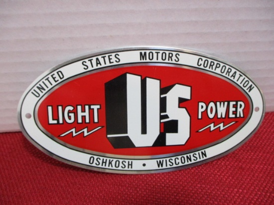 NOS US Light Power Tin Lithograph Metal Tag-A