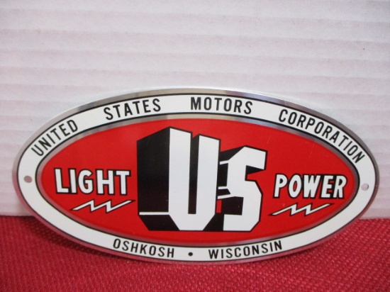 NOS US Light Power Tin Lithograph Metal Tag-B