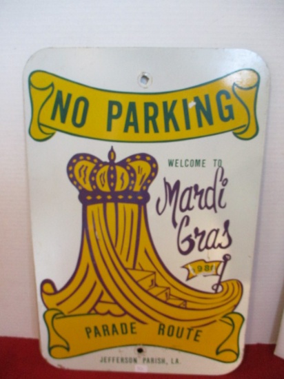 1980 Original Mardi Gras Metal No Parking Sign
