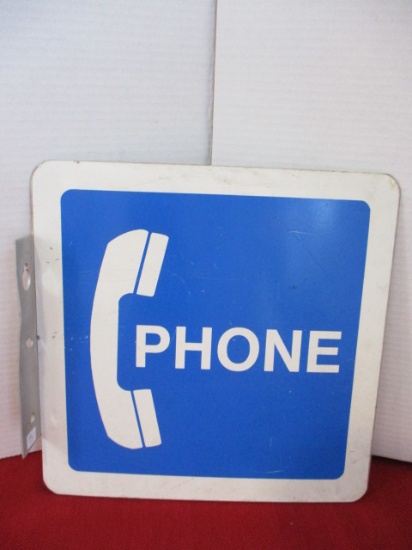 Two Sided Metal Vintage Phone Booth Flange Sign