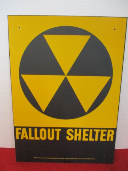 1950's NOS "Fallout Shelter" Department of Defense  Reflective Metal Sign-A