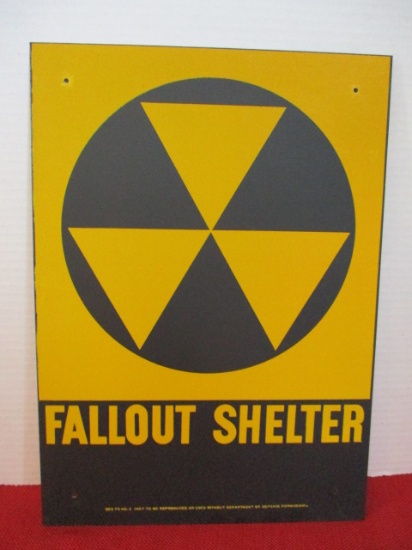 1950's NOS "Fallout Shelter" Department of Defense  Reflective Metal Sign-B