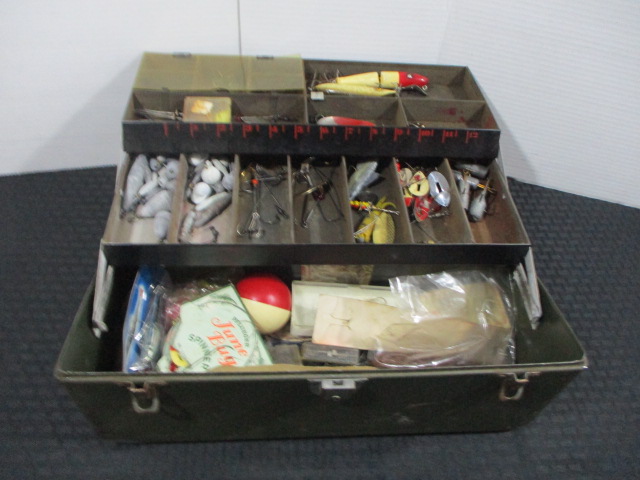 Vintage Metal Tackle Box w/ Contents