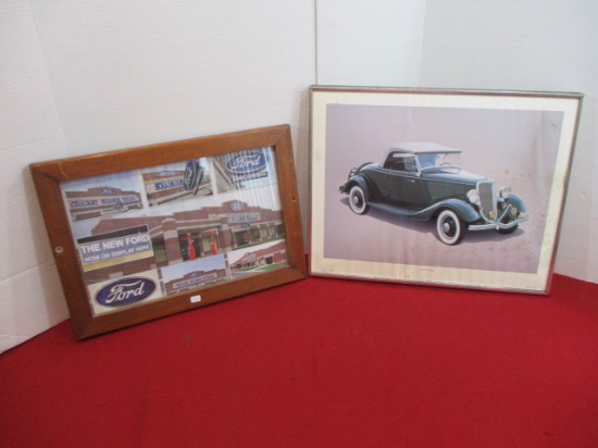 1944 Ford Farmed Print w/ Ford Dealer Framed Items