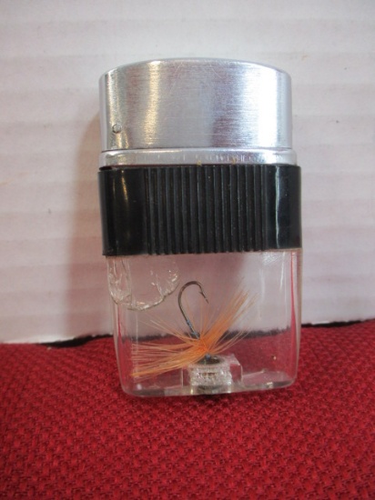 Vintage Flip Top Lighter Fishing Fly Inside