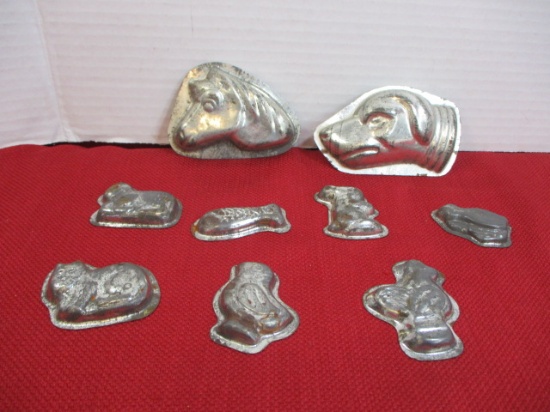 Early Metal Baking Molds-Lot of 9