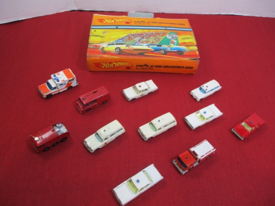 1967 Mattel Hot Wheels Pop-Up 12 Car Collectors Case w/ Emergency Vehicles