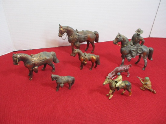 Vintage Pot Metal Horse Figures-Lot of 8