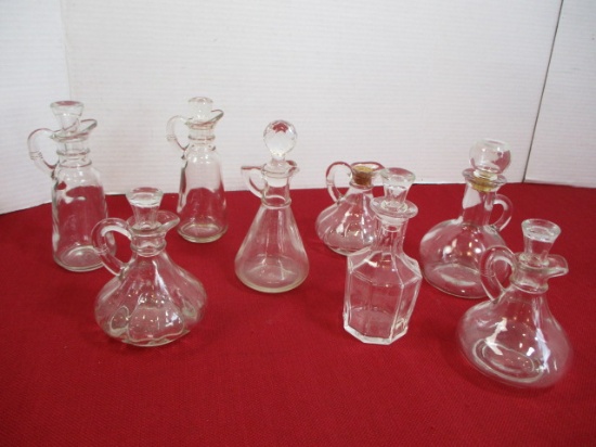 Mixed Glass Cruets w/ Stoppers-Lot of 8
