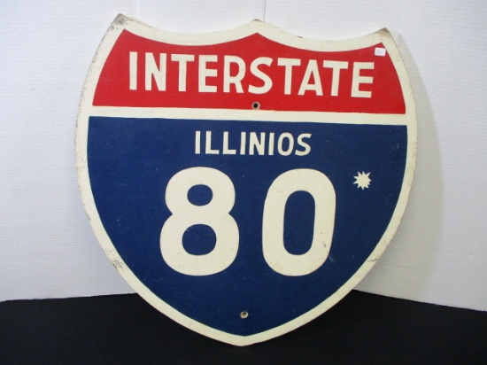 Illinois Interstate 80 Reflective Wooden Road Sign