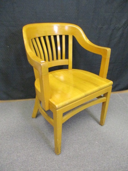 W.H. Gunlocke Chair Co. Light Oak Heavy Wooden Hand Crafted Chair