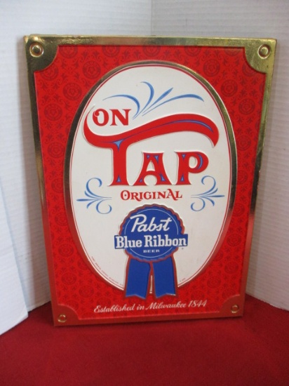 Pabst Blue Ribbon Plastic Over Cardboard Advertising Sign