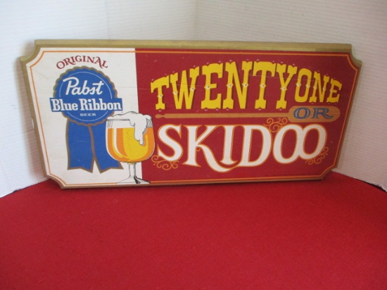 *Pabst Blue Ribbon "Twenty One Skidoo" Wooden Advertising Sign