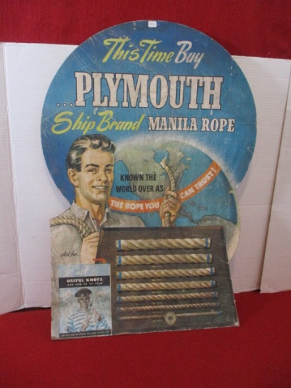 Plymouth ship Brand Manila Rope Original Die Cut Advertising Sign