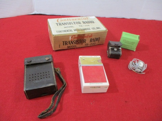 Continental Model TR-100 Transistor Radio w/ Extras
