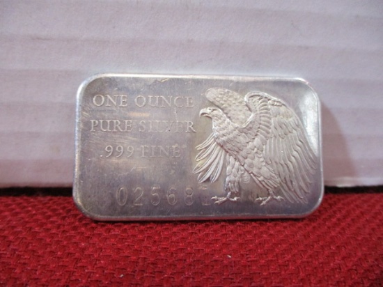 One Ounce Pure Silver .999 Fine Silver Bar