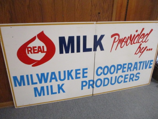 Milwaukee Co-Op Real Milk Hand Painted Advertising Sign
