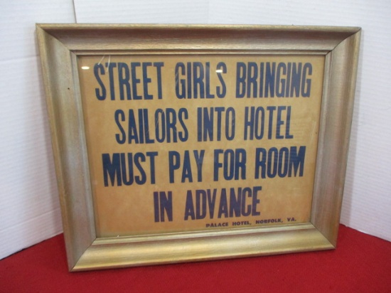 Palace Hotel Norfolk, VA Original Sign