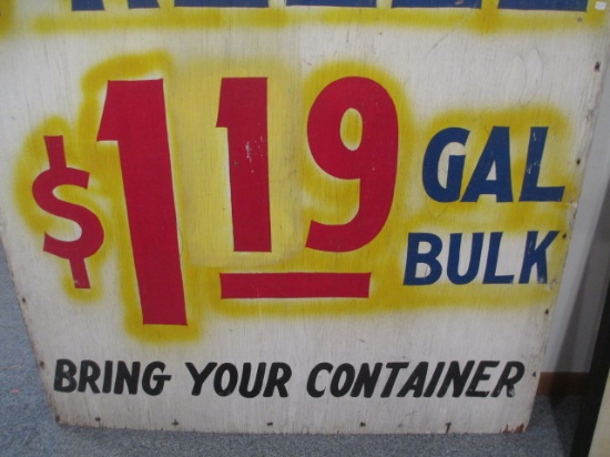 Early $1.19 per Gallon Hand Painted Advertising Sign