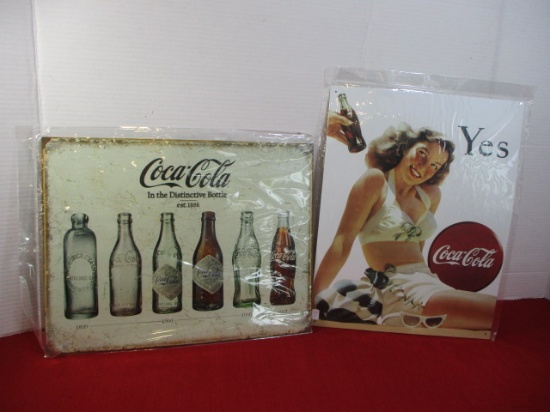 Coca-Cola Tin Tacker Advertising Signs-Lot of 2